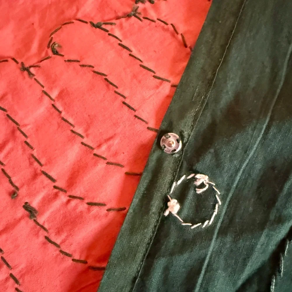 Vintage Crate&Barrel Green and Salmon Fabric